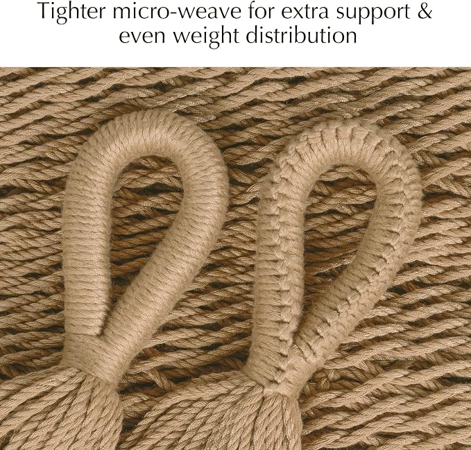 PNAEUT Handwoven Mayan Hammock, Thick Soft Rope Double Hammock for Outdoor Outside & Indoor, 600 lbs Capacity Heavy-Duty, Includes Tree Straps, Carabiners & Carrying Bag(Tan, X-Large) - Image 5
