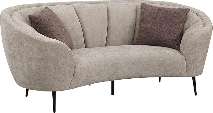 Coaster Home Furnishings - Ellorie - Wood - Upholstered Loveseat with Curved Channel Back, Accent Pillows and Tapered Legs - Living Room - Beige - 504838