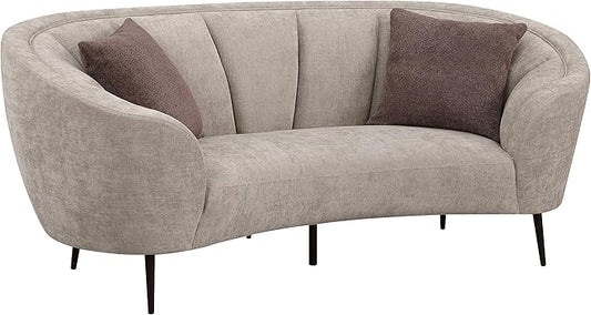 Coaster Home Furnishings - Ellorie - Wood - Upholstered Loveseat with Curved Channel Back, Accent Pillows and Tapered Legs - Living Room - Beige - 504838