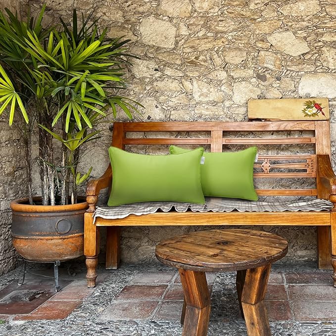 JMGBird Outdoor Lumbar Pillows Water-Repellent Set of 2 Outdoor Pillows with Insert Included 12×20 Inch Outdoor Pillow for Patio Furniture