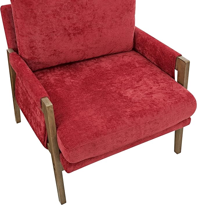 Roundhill Furniture Kelly Mid-Century Modern Accent Armchair, Red