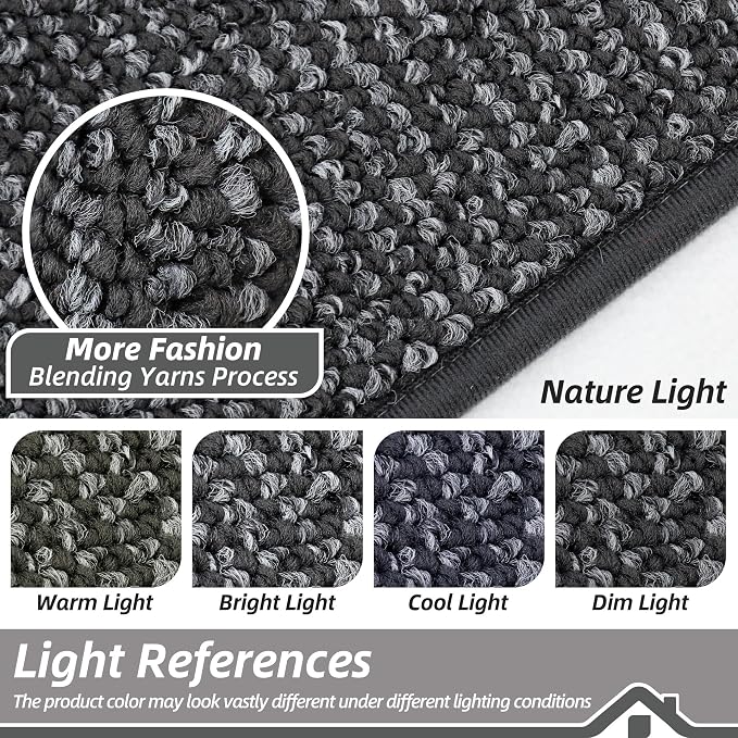 BEQHAUSE Dirt Trapper Door Mat 20" x 32", Non-Slip Washable Doormats Entrance Mat, Dirt Resistant and Absorbent Welcome Mat, Low Profile Floor Mats for Front Back Door and Entryway, Charcoal - Image 5