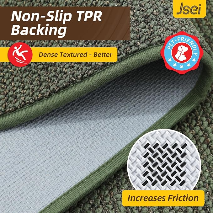 JSEI Dirt Trapper Door Mat 20"x32" Non-Slip Washable Entrance Mat, Dog Doormats, Absorbent & Fade-Resistant Floor Mats, Low Profile Welcome Mats for Entryway, Front Door, and Inside Entrance, Green - Image 5