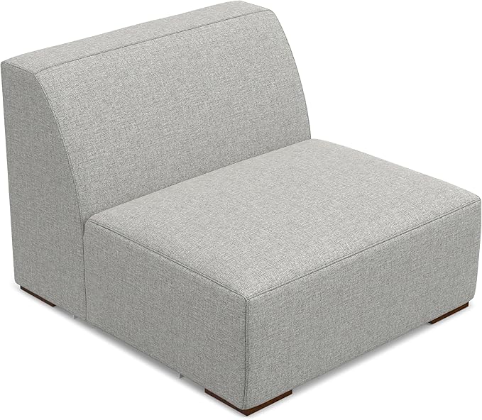 SIMPLIHOME Rex Center Sofa Module in 100% Recycled Polyester Tightly Woven Performance Fabric, Pale Grey, 34-inches Wide, Handcrafted Modern-Style Armless Sofa or Armless Chair for Living Room