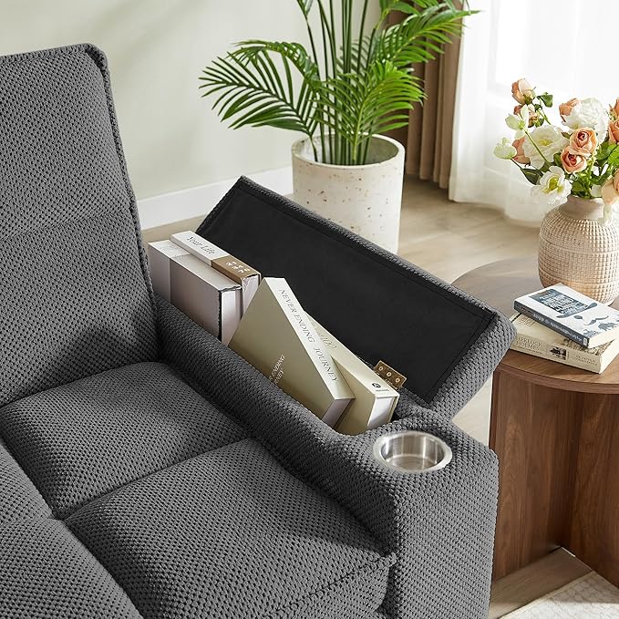 Eafurn Convertible Sleeper Sofa Bed with 360° Swivel Table & USB Ports, Tufted Chenille Loveseat Pull-Out Couch with Storage Armrest & Cup Holders, 6-Level Adjustable Backrest