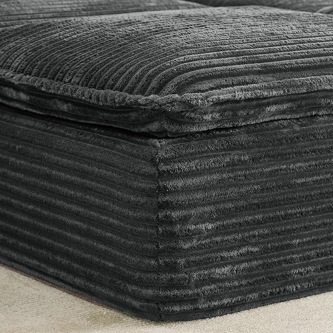 Comfy Boneless Cloud Sofa Chaise Oversized Fluffy Corduroy Upholstered Chaise Lounge for Living Room Bedroom, Modular Compressed Foam Cloud Daybed, Single Seat Sofa