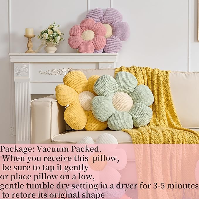 Flower Pillow, Cute Daisy Pillow Flower Shaped Throw Pillow Cushion Seating 15.75" Floor Home Decorative Pillows