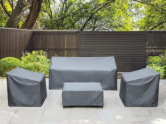 Patio Furniture Covers,Outdoor Furniture Cover Waterproof,Patio Furniture Set Covers for 4 Piece Outdoor Conversation Set,Patio Covers Set-XX-Large (Grey) - Image 3