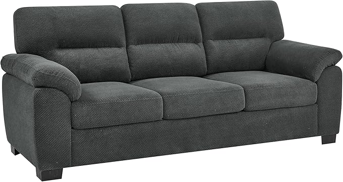 Ball & Cast 3 Seater Sofa Couch with Deep Seats,81" Modern Upholstered Sofa with Padded Armrests, Comfy Couches for Living Room,Apartment and Office,Dark Gray