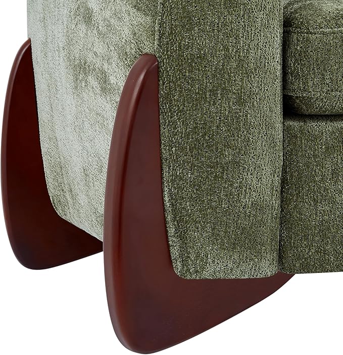 Christopher Knight Home Taki 89 Inches Sofa Couch, Cozy Chenille Upholstered 3-Seater Sofa, Wood Frame Couches, Comfy Home Sofa Living Room and Office, Lounge Seating with Armrests, Olive Green