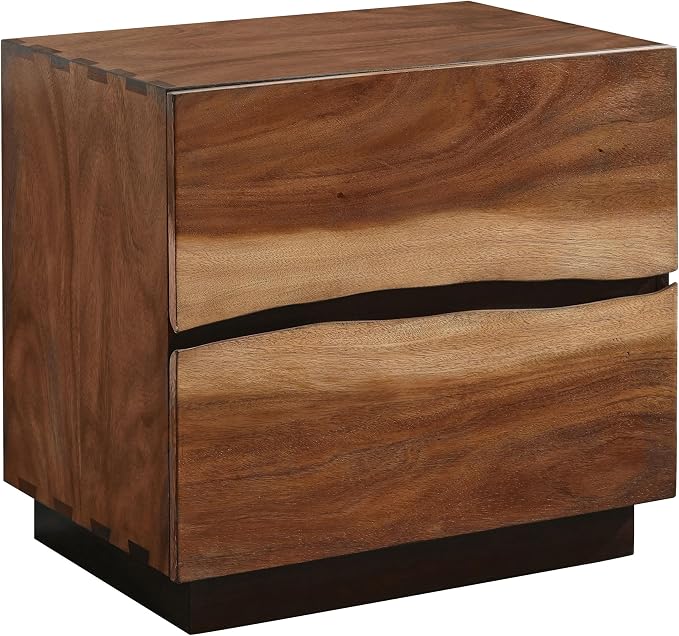Coaster Home Furnishings - Winslow - Wood - 2-Drawer Walnut Nightstand with Floating Base, Fingertip Drawer Pulls and Felt-Lined Top Drawer - Bedroom - Smokey Walnut - 223252 by CoasterFineFurniture