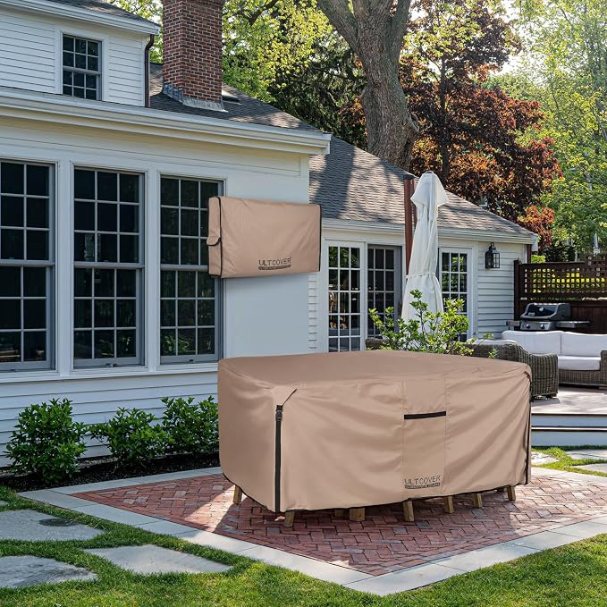 ULTCOVER Square Patio Heavy Duty Table Cover - 600D Tough Canvas Waterproof Outdoor Dining Table and Chairs General Purpose Furniture Cover Size 54 inch - Image 6