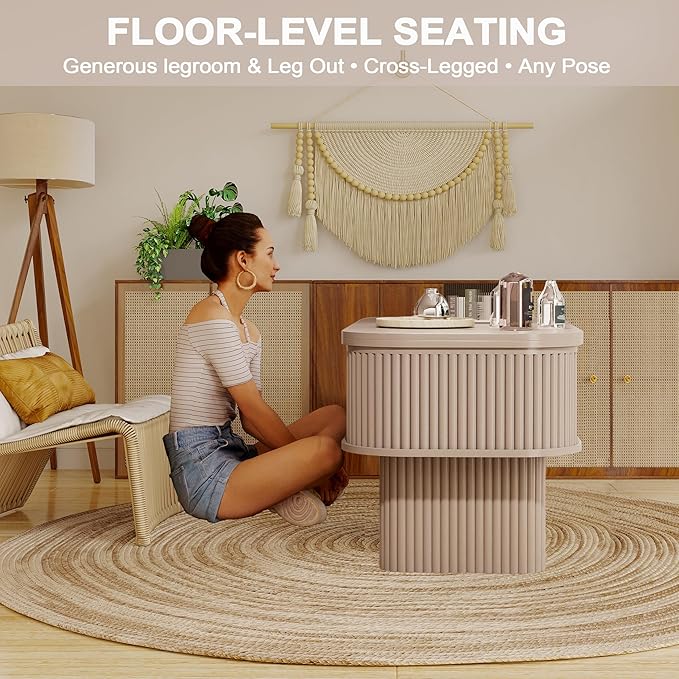 Lifting Coffee Table for Living Room，26-Inch Lift that Converts to Dining Table，3 in 1 Pull Out Coffee Table with Storage，Oval Wood Center Table, Space-Saving for Eating & Laptops