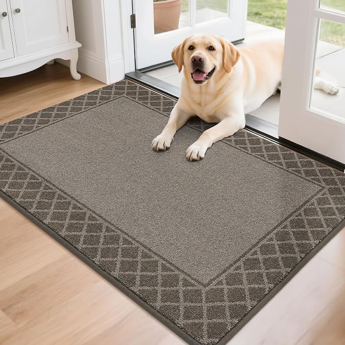 BEQHAUSE Door Mat Indoor Entrance Dirt Trapper Rugs for Entryway Non Slip Welcome Mat Absorbent Floor Mat Low Profile Washable Front Doormat for Dirty Paws, 32" x 48", Brown by BEQHAUSE