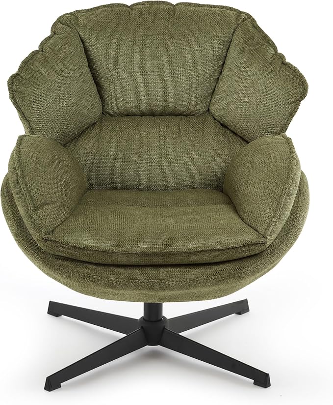 IWMH Accent Chair Set of 2, Swivel Accent Chair for Living Room,Upholstered Armchair with Metal Legs, Swivel Sofa Chair, Wide Leisure Chair (Green*2)