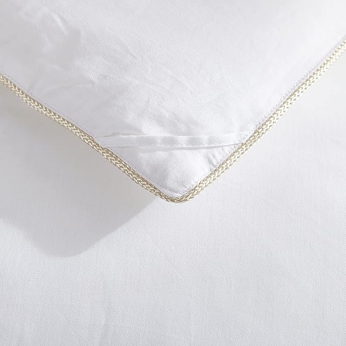 Luxurious Twin/Twin XL Size Hard-to-FIND 65 Oz Fill Weight Goose Down Alternative Comforter, 600 Thread Count 100% Egyptian Cotton Cover, 700 Fill Power, Solid White Color