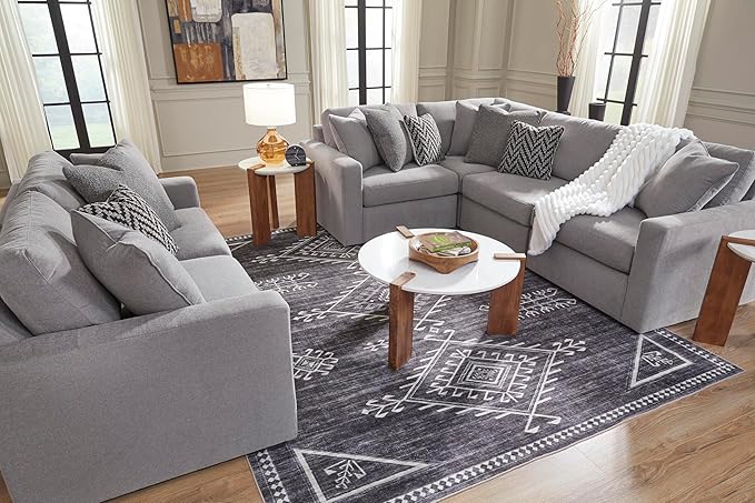 Signature Design by Ashley Modmax Contemporary Swivel Glider Recliner, Press-Back Reclining, Cleanable & Durable Performance Fabric, 21" Seat Height, Gray