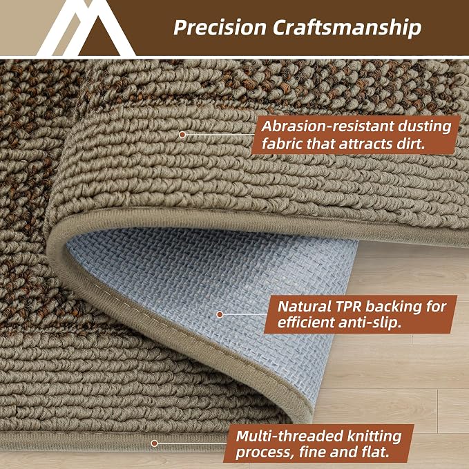 COSY HOMEER Non-Slip Door Mat 20"x48", Entryway Rugs Low Profile Absorbent Dirt Trapper Doormat for Front Entrance, Washable Polypropylene Entry Mat (Beige) - Image 6