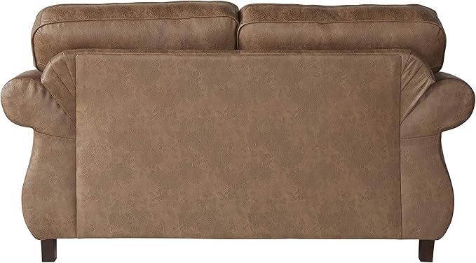 Leinster Faux Leather Loveseat with Antique Bronze Nailheads in Jetson Ginger