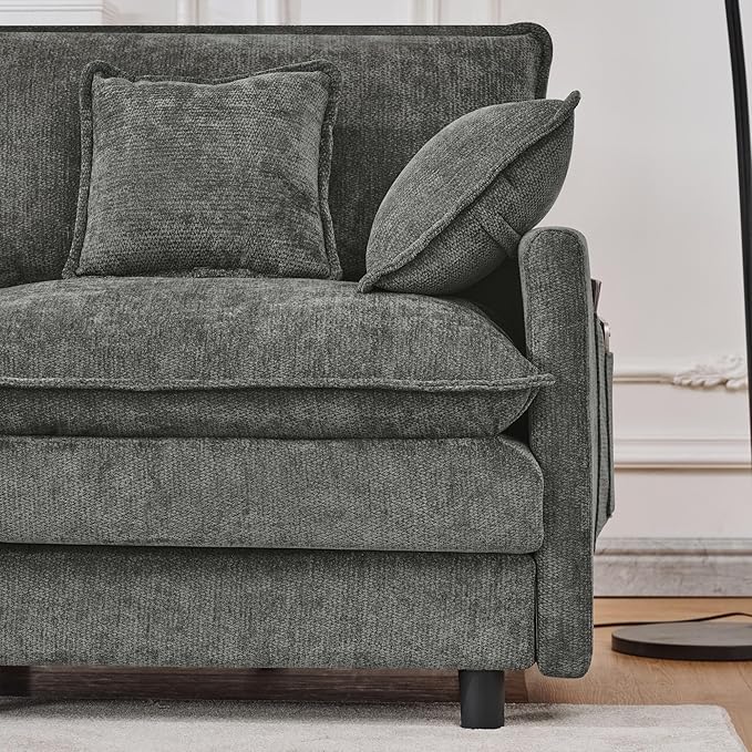 102" Modular Sectional Sofa, Premium Chenille Cloud Couch with Reversible Ottoman, L-Shaped Oversized Sofa with Side Storage Pockets for Multi-Scene Living Room & Home Office