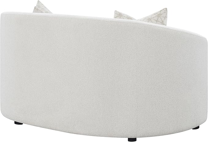 Coaster Home Furnishings - Rainn - Wood - Boucle Upholstered Loveseat with Sloped Arms, and Accent Pillows - Living Room - Latte - 509172