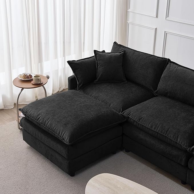 105" Oversized Modular Cloud Sectional Sofa Free Convertible L-Shaped Corner Sectional with Movable Ottoman, Chenille Upholstered Multiple Cushions Cloud Sofa Couches | Easy to Assemble
