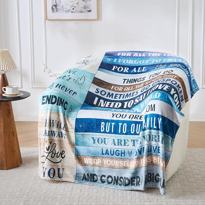 Blue Mother?€?s Day Blanket Gift for Mom ?€? Soft Cozy Fleece Throw, Warm Inspirational Blanket for Mother, Birthday Gifts for Mom from Daughter & Son, Holiday, 50x60 inch