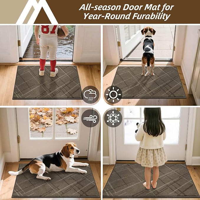 COSY HOMEER Front Door Mat Low Profile Non-Slip Doormat for Entryway, Absorbent Dirt Trapper Washable Entrance Mat, Sturdy Polyester Doormats (60"x36", Brown) - Image 8