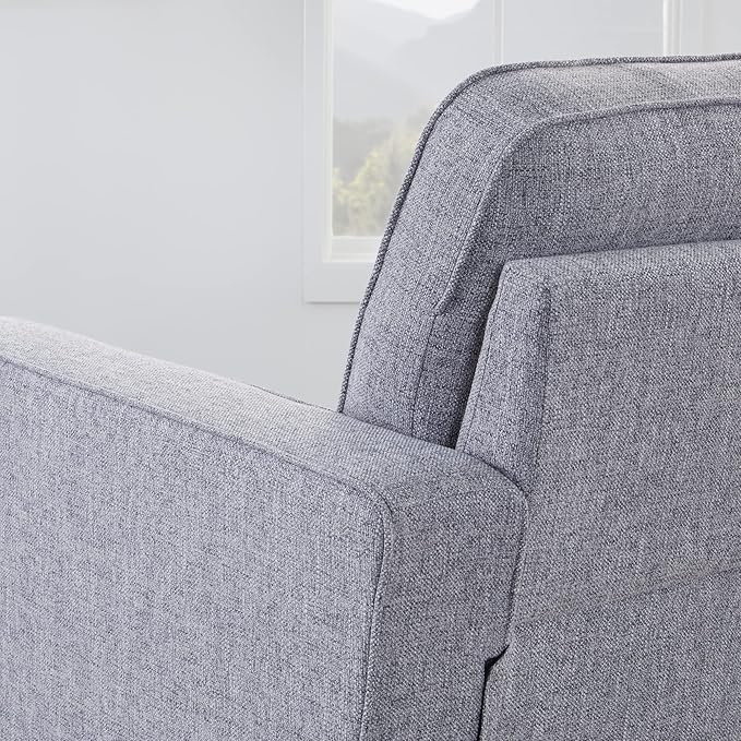 Edenbrook Lynnwood Upholstered Accent Chair - Living Room Furniture - Office - Bedroom - Mid-Century Modern Design - Armchair - Buttonless Tufting - Simple Assembly - Solid Frame - Light Gray