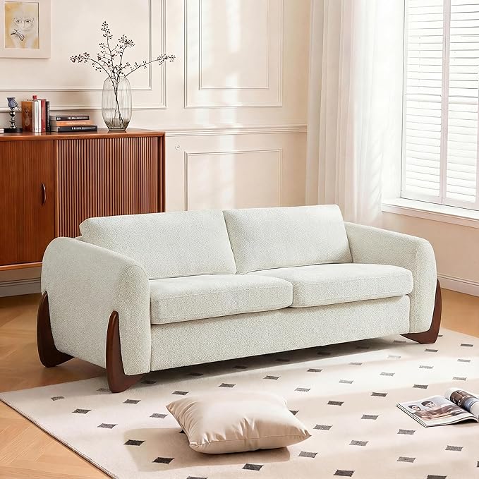 89" Sofa Couches for Living Room, Modern 3 Seat Couch Upholstery Cozy Sofas for Small Space, Bedroom, Apartment, Home Office, Beige