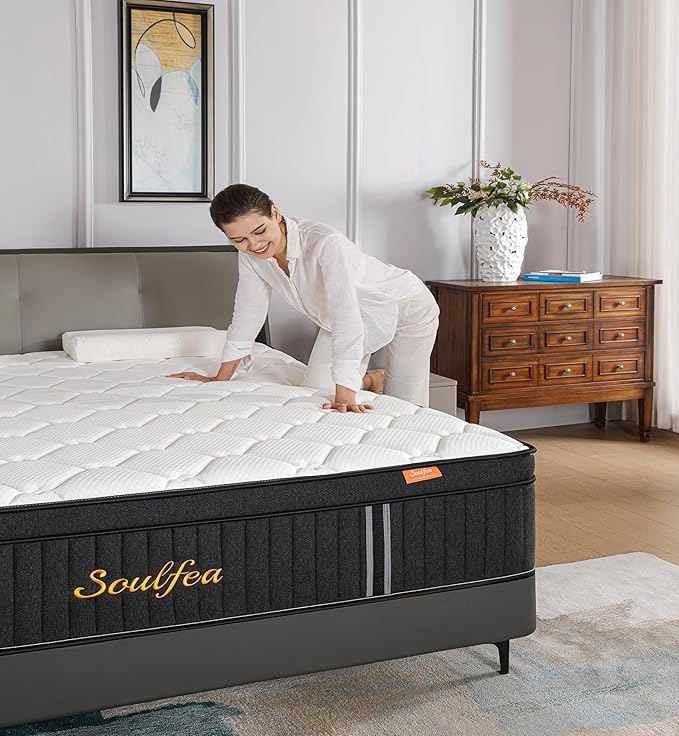 Soulfea Full Size Mattress,10 Inch Hybrid Full Mattress in a Box with Memory Foam & Individual Pocket Spring for Edge Support,Pressure Relief,Medium Firm,CertiPUR-US.