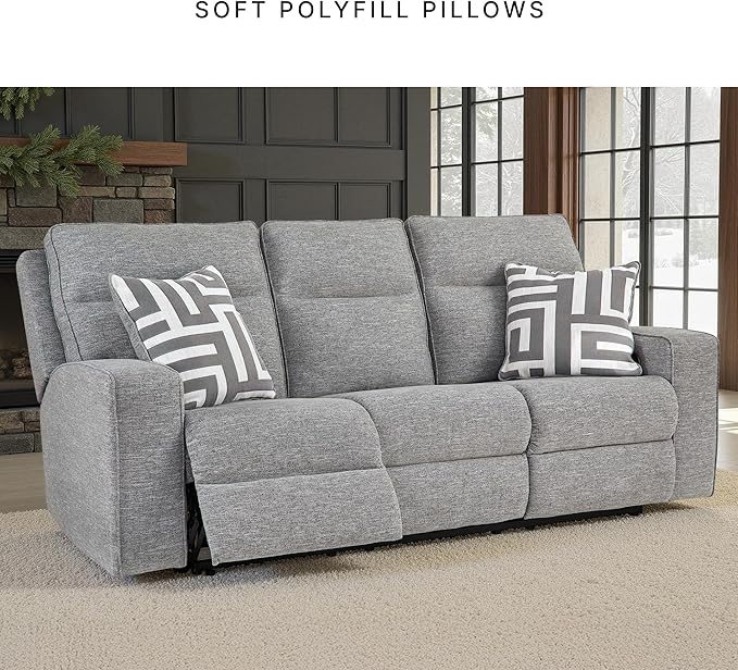 Signature Design by Ashley Biscoe Power Reclining Sofa, Easy View Headrest & Zero-Gravity Recline, Next-Gen Nuvella Polyester, Extended Ottoman, 88" Living Room Seating