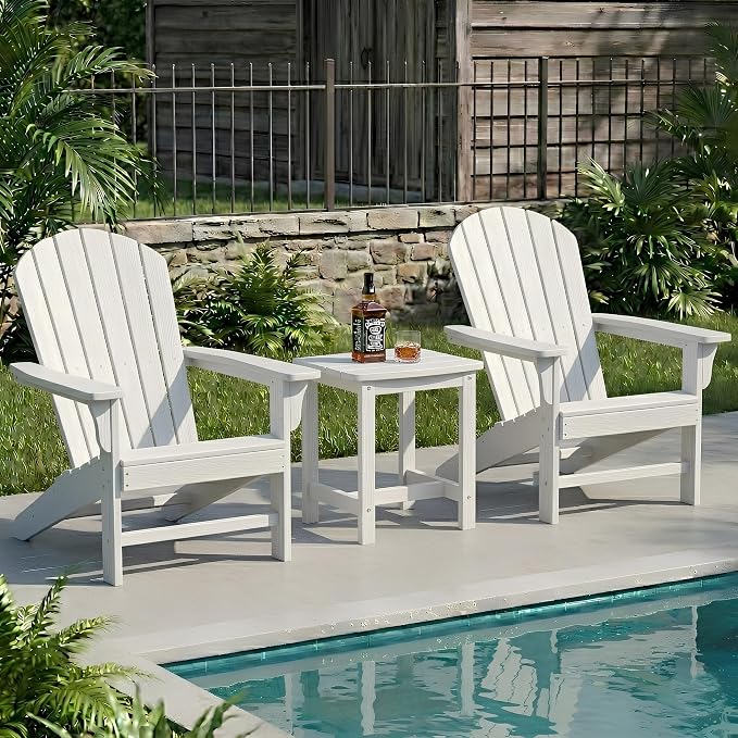 Y&M Outdoor Side Table, HIPS Adirondack Small Single Table, Waterproof Square Outside Table, Balcony Modern End Tables for Patio, Pool, Beach, Porch, Deck, Indoor or Outdoor Use, White - Image 4