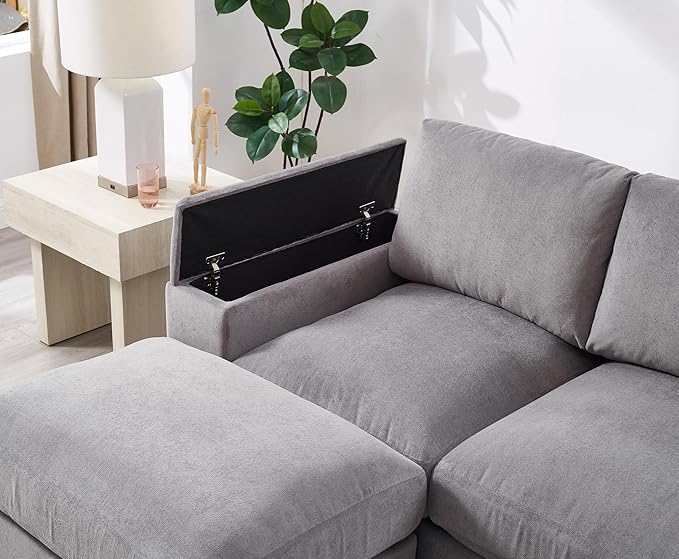 122" Oversized Modular Sectional Sofa Cloud Couch with 2 Ottomans, Comfy Corduroy Upholstered Deep Seat Large U Shaped Lounge Sofa&Couches with Hidden Arm Storage Box