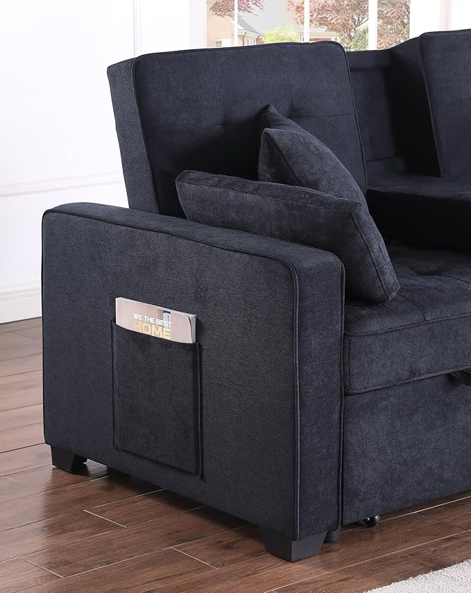 ERYE 70-Inch Loveseat Sleeper Pull Out Sleeper Couch Bed and Drop-Down Cupholders, 3 in 1 Convertible Sleeper Sofa Bed Oversized Tufted Lounge Daybed with Reclining Backrest | Cup Holder, USB-C Charging Ports