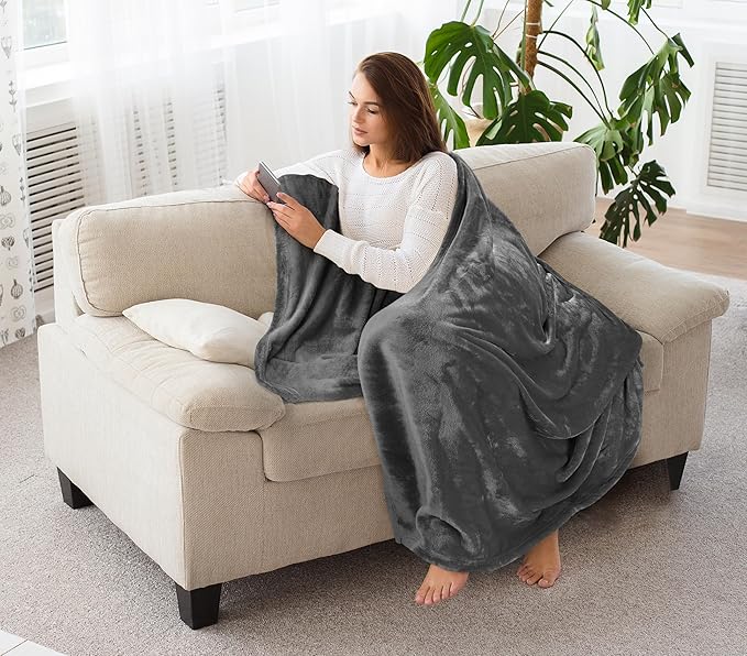 Utopia Bedding Fleece Blanket Throw XL Size Grey (50x70 Inches) Ultra Soft Warm Lightweight Anti-Static Cozy Blanket for Bed, Couch, Sofa and Chair, All-Season Home Decor Gift for Men & Women