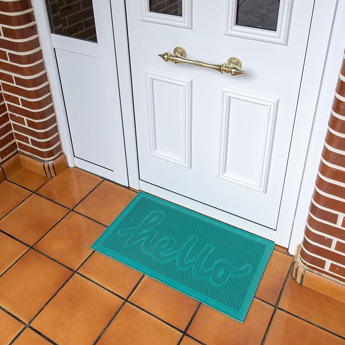 Fisura- Doormat Outdoor Entrance, Outdoor mats for Front Door, Welcome mat. Made of Coconut Fiber with Non-Slip PVC Base, Doormat Hand-Painted, 27,5 inch x 15,7 inch. (Hello, Green) - Image 4