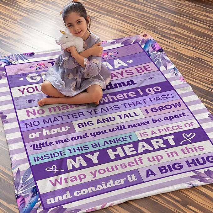 Gifts for Grandma – Mothers Day, Birthday Gift from Granddaughter, Grandson, or Grandkids, Soft and Cozy Blanket for Grandma, Warm and Comfortable Blanket Throw 50x60 inches