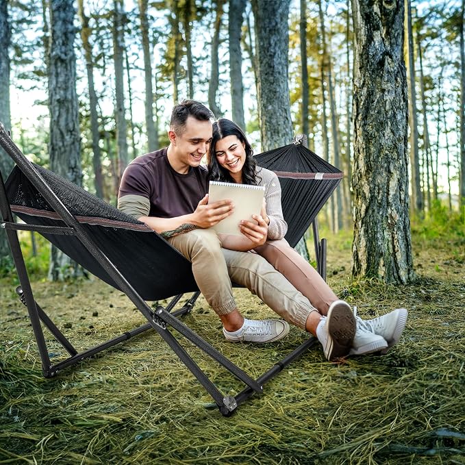 Tranquillo Universal Hammock Stand 600 lbs Capacity, Instant 20s Foldable, 3-Year Warranty Hammock with Stand, 2 Person Camping Revolutionary Portable No Screws, Premium Hammocks, Black - Image 7