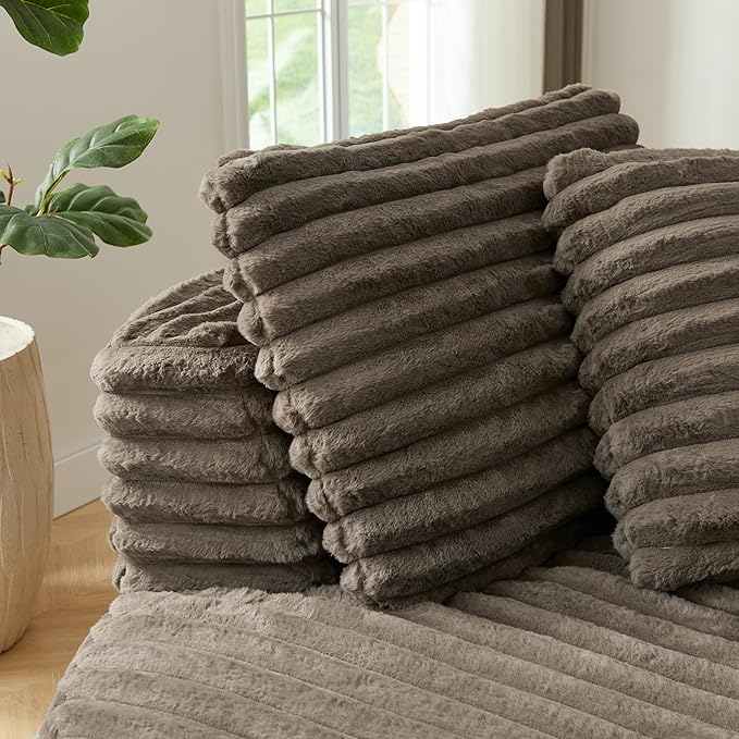 Plush Corduroy Cloud Sectional Sofa with Curved Chaise, Oversized 2 Pieces Modular Lounge Sofa with Deep Seat, Upholstered Sponge Compressed Couches for Living Room Bedroom,No Assembly Required