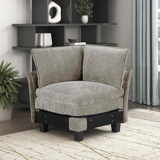 Lexicon Modular Sectional Sofa, Module for Sectional Couch, Corner Seat, Removable Cushion Cover, Soft Upholstery, Durable Frame, Customizable Comfort, Chenille Dark Pewter