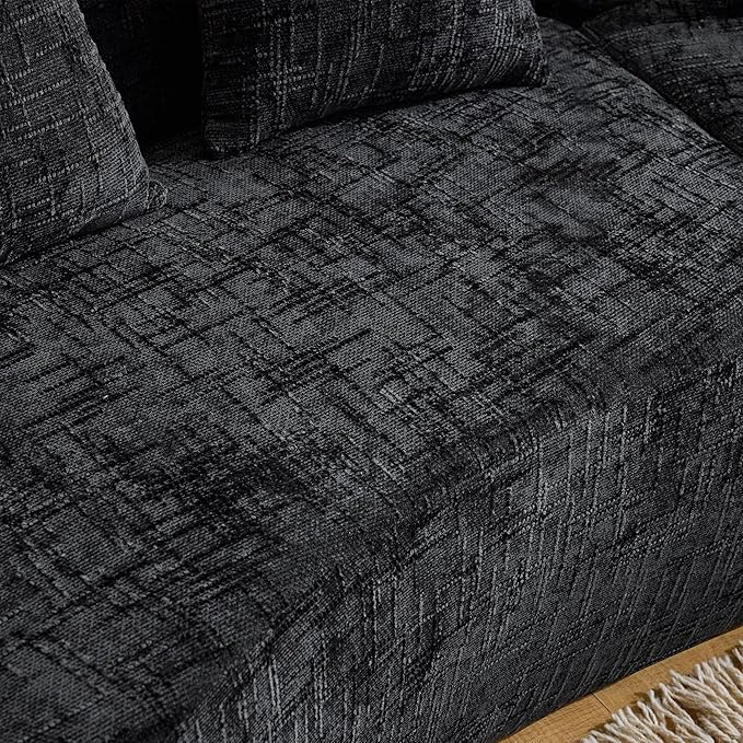 109-Inch Curved Boneless Sofa Couches Compressed 4-Seat Foam Couch for Living Room Bedroom, Boneless Modular Cloud Sofa Curved Floor Couch with 4 Pillows, No Assembly