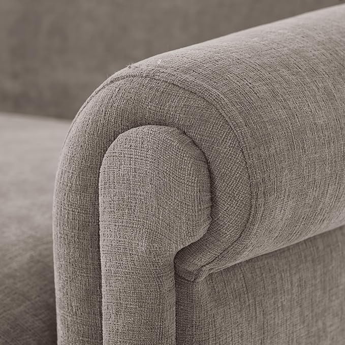 Christopher Knight Home Sola 77.5'' Modern Chenille Upholstered Loveseat Sofa with Rolled Armrest and Rubberwood Frame, 2-Seater Home Sofa Living Room, Comfy Couch for Hotel/Apartment, Brown