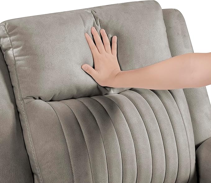 Lexicon Manual Recliner Chair, Polished Microfiber Reclining Sofa Chair, Home Theater Seating, Wall Hugger Manual Recliner for Living Room/Office/Apartment, Dove