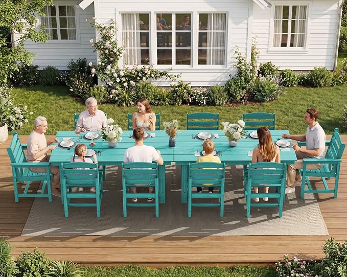 SERWALL Patio Dining Sets for 10 Person, HDPE Dining Set with 2 Tables, 8 Armless Chairs and 2 Armed Dining Chairs, Aruba by SERWALL