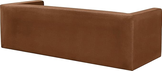 Meridian Furniture 665Saddle-S Henson Collection Modern | Contemporary Velvet Upholstered Sofa with Soft Saddle Brown Velvet, Solid Wood Frame, 89.5" W x 34.5" D x 28" H, Saddle