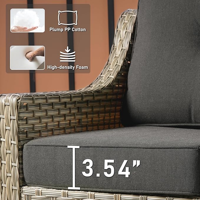 HOOOWOOO 2 Piece Patio Chairs Set,Outdoor Wicker Chairs,All Weather Resistant High Back Rattan Deck Chairs Matching Furniture(Black)