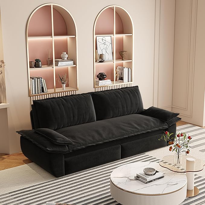 73.2" Oversized Convertible Loveseat Sleeper Sofa Bed for Living Room Queen Size Pull Out Sofabed, 3 in 1 Cloud Upholstered Pullout Lounge Sofa Couch with Pillow-top Armrest
