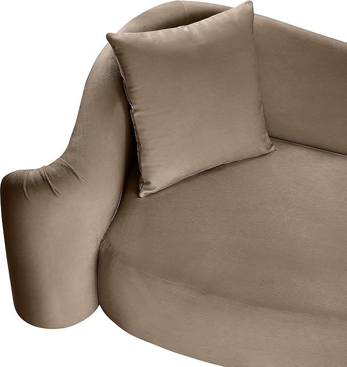 Meridian Furniture 44052Taupe-S Destin Collection Modern | Contemporary Sofa with Ultra Luxe Taupe 460 GSM Velvet, Rich Curves, 91" W x 34.5" D x 31" H, Taupe