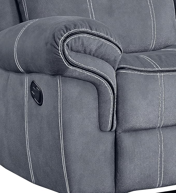 Acme Furniture Zubaida 41" x 87" Modern Velvet Reclining Sofa with USB Dock, 1 Storage Drawer, Tight Back & Seat Cushion, in 2-Tone Gray Finish